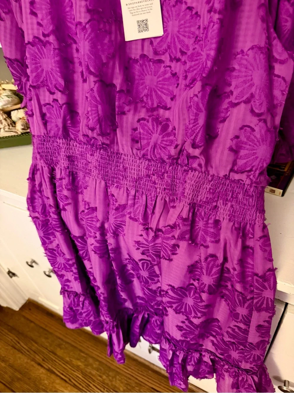 Abbey-Glass chiffon vibrant purple dress with sunflower  motif NWT!  Never worn! - Picture 8 of 12